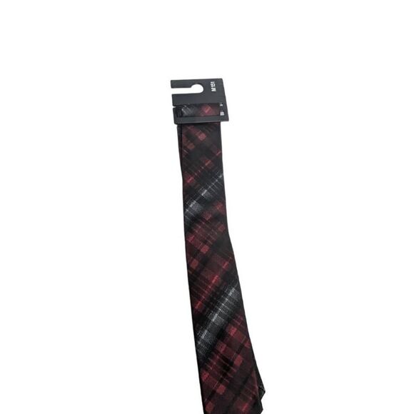 M151 Tie Plaid Slim Neck Tie New With tags red black gray - Picture 2 of 11